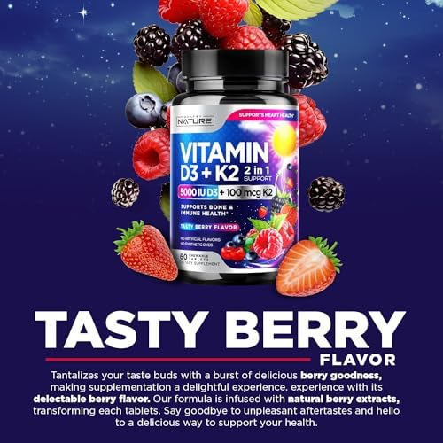 Vitamina D3 K2 - Vitamina D Mastigável 5000 Ui E K2 Mk-7 100 - Imagem 5