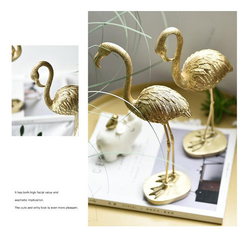 Estátua De Resina De Flamingo Dourado Escultura B B Ouro - Imagem 8