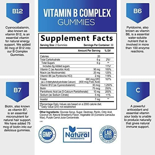 Vitamina B100-complex/natures Nutrition/60 Gomitas - Imagem 2