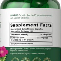Garra Do Diabo Carlyle 2.000 Mg | 200 Cápsulas | Extrato Con
