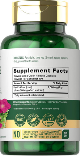 Garra Do Diabo Carlyle 2.000 Mg | 200 Cápsulas | Extrato Con