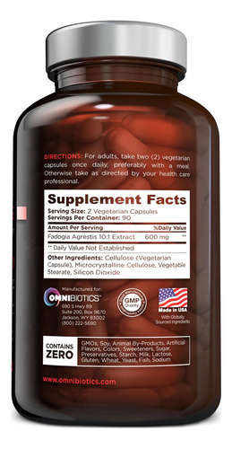 Omnibiotics Fadogia Agrestis 600 Mg Por Porção (180 Cápsulas