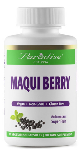 Paradise Herbs, Extrato De Maqui Berry Orgânico, 400 Mg, Con