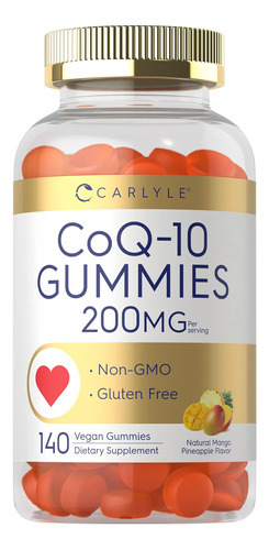 Gomas Carlyle Coq10 200 Mg | 140 Contagem | Sabor Manga Nat