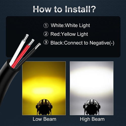 Um Par De Mini Faróis Auxiliares Led Branco/amarelo 6000k - Imagem 3