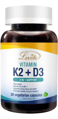 Lovita Vitamina K2 + D3, 400 Ui De Vitamina D3 Vegana E 120