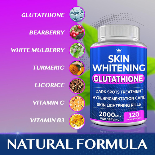 Pílulas De Clareamento Da Glutationa - 120 Cápsulas 2000mg G - Imagem 5