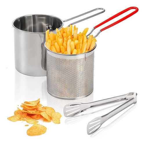 Panela De Fritura Profunda Com Filtro, Cesta Tong Stainless - Imagem 2