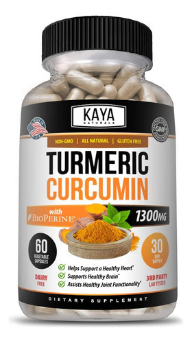 Kaya Naturals Turmeric Platinum, 60 Cápsulas, Bioperina, Sup