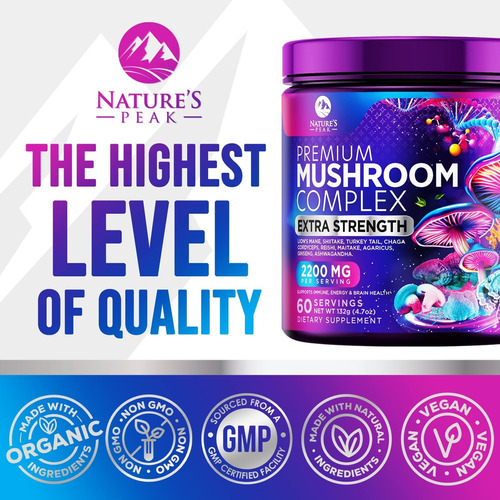 Mistura De Suplemento De Cogumelo Em Pó - Lions Mane, Chaga, - Imagem 4
