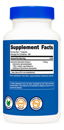 Suplemento Nutricost: Extrato De Gymnema Sylvestre 3500mg 18 - Imagem 6