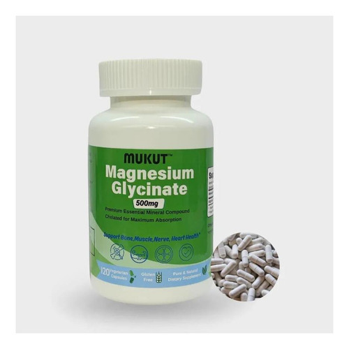 Glicinato De Magnésio 500mg, Absorção Máxima, 120 Cápsulas V