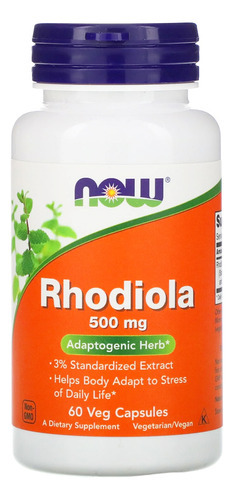 Rhodiola 500mg Now Foods Rhodiola Extract 60 Veg Caps Sabor Sem sabor