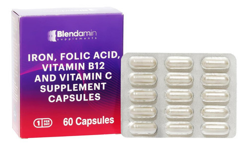 Blendamin Ferro Bisglicinato Ferroso Com Vitaminas B12 Ciano