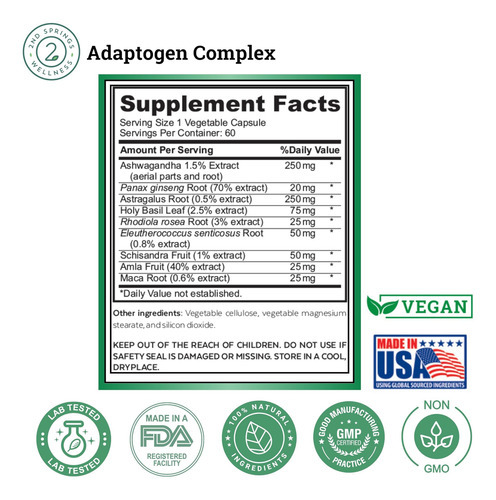 2nd Springs Adaptogen Complex Booster De Calma, Energia E Vi - Imagem 3