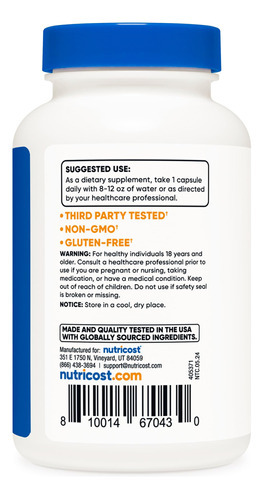 Suplemento Nutricost Baikal Skullcap 500 Mg 120 Cápsulas - Imagem 5
