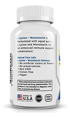 Natural Cure Labs L-lisina + Monolaurina 600mg Proporção 1:1 - Imagem 7