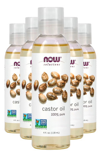 Óleo De Castor 118ml Now Foods Óleo De Rícino Importado 5un