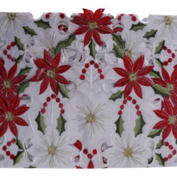 4x Corredor De Mesa Bordado De Natal, Luxuoso Holly Poinsett