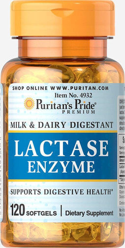 Enzima Lactase Puritans Pride 125 Mg, Cápsula Gelatinosa, 1
