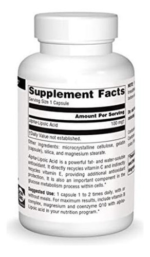 Source Naturals Ácido Alfa Lipóico 100 Mg Apoia O Metabolism - Imagem 3