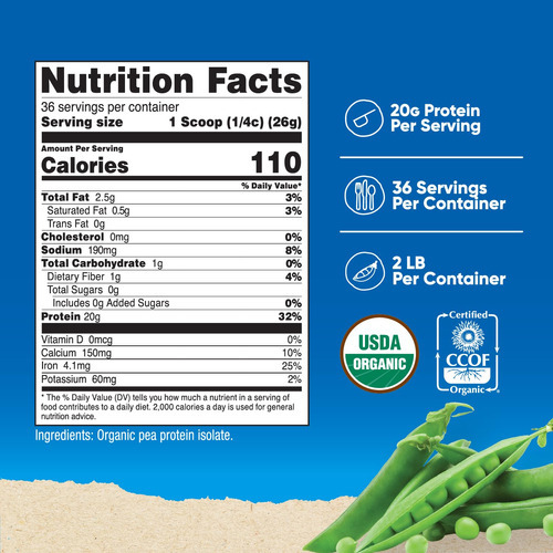 Proteína De Ervilha Em Pó Nutricost Organic 907g Sem Sabor - Imagem 3