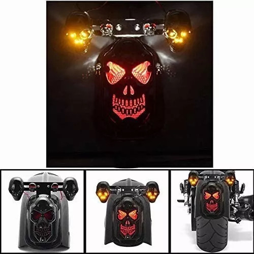 Luz De Pisca-pisca De Freio Traseiro Com Caveira De Motocicl - Imagem 2