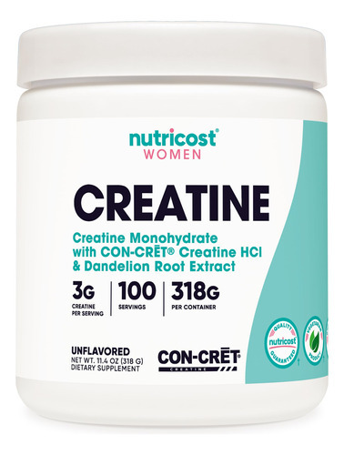 Creatina Monohidratada Em Pó Nutricost Para Mulheres 300g