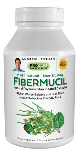 Andrew Lessman Fibermucil 60 Cápsulas Psyllium Husk Powder.