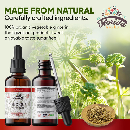 Florida Herbs Dong Quai Tintura, Extrato Orgânico De Dong Qu - Imagem 3