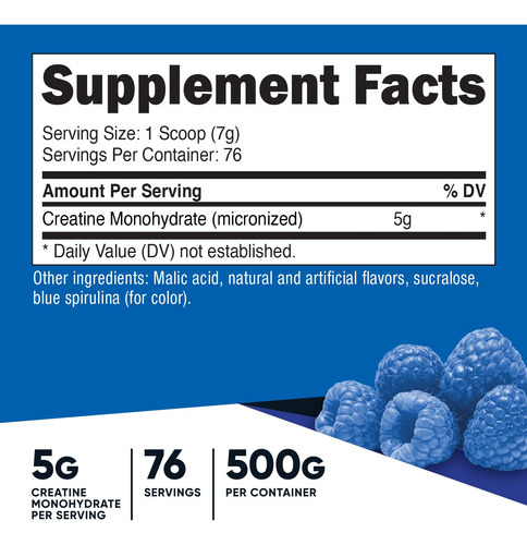 Suplemento Nutricost Creatina Monohidratada Em Pó 500g Blue - Imagem 2
