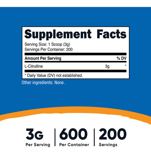 Suplemento Nutricost Pure L-citrulina Em Pó 600g - Imagem 2
