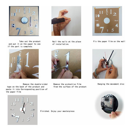3d Diy Romano Números Acrílico Espelho Parede Adesivo Relógi - Imagem 4