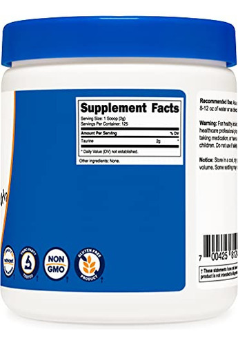 Suplemento Nutricost Taurina Em Pó 250g - 125 Porções - Imagem 5