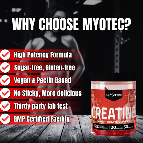 Gomas De Monohidrato De Creatina Myotec Para Homens E Mulher - Imagem 5