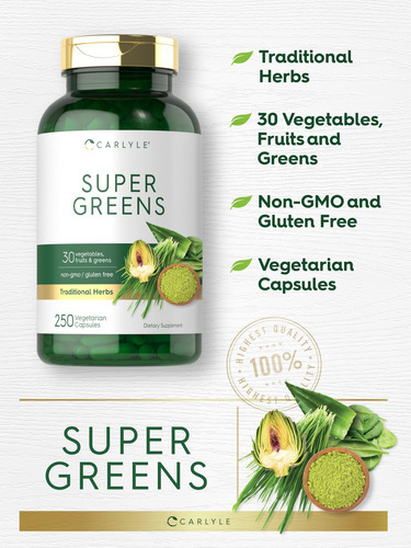 Suplemento Carlyle Super Greens Em Cápsulas 250 Unidades - Imagem 4