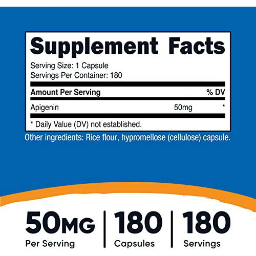 Nutricost Apigenina 50 Mg, 180 Cápsulas - Sem Transgênicos, - Imagem 2