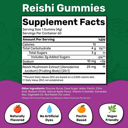 Gomas De Cogumelo Fungies Reishi, Sabor Delicioso - Goma De - Imagem 2
