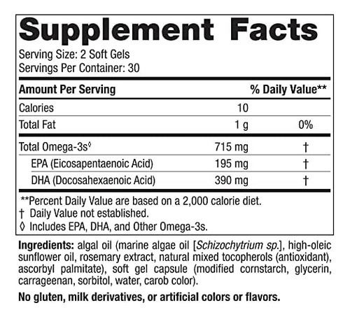 Nordic Naturals Algae Omega - 60 Cápsulas Moles - 715 Mg Om - Imagem 2