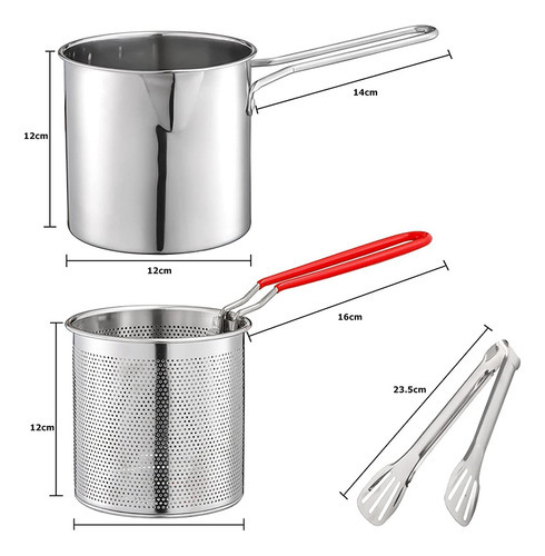 Panela De Fritura Profunda Com Filtro, Cesta Tong Stainless - Imagem 8