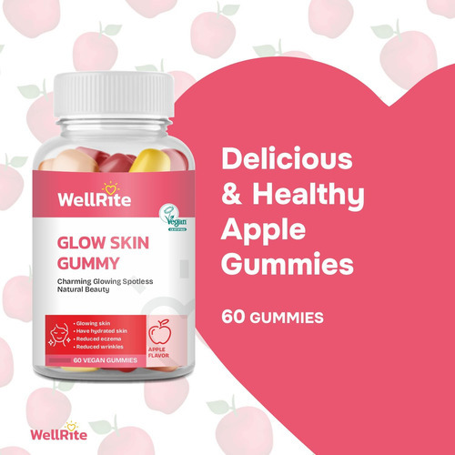 Vitaminas De Goma Wellrite Glow Skin, 60 Contagens, Aromatiz - Imagem 2