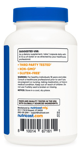 Suplemento Nutricost Gluconato De Zinco 50 Mg 120 Cápsulas V - Imagem 5