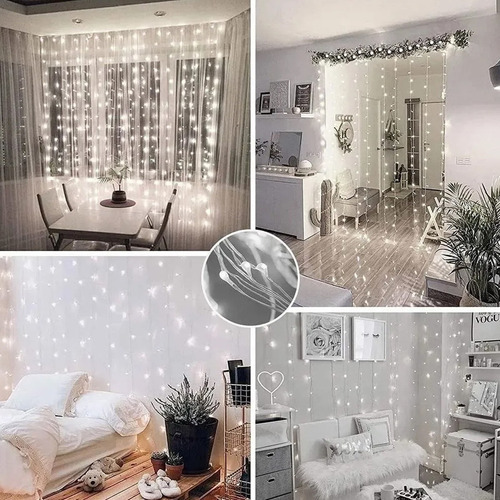 Cortina Led 3x3 Com Controle Remoto, Decoração De Jardim De - Imagem 4