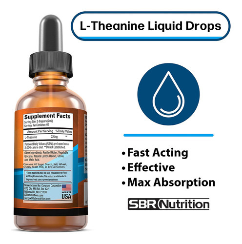 Gotas Líquidas De L-teanina Sbr Nutrition | Totalmente Natur - Imagem 2