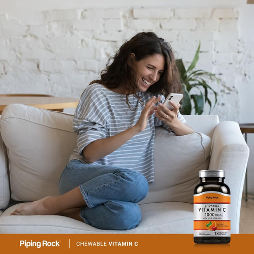 Piping Rock Vitamina C Mastigável 1000mg | 180 Comprimidos | - Imagem 6