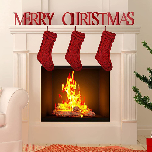 3 Pcs Meias De Natal Grandes Meias De Natal De Malha - Imagem 7