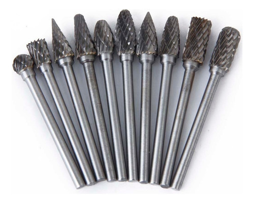 Kit 10 Limas Rotativa Carboneto Tungstênio Haste 6mm