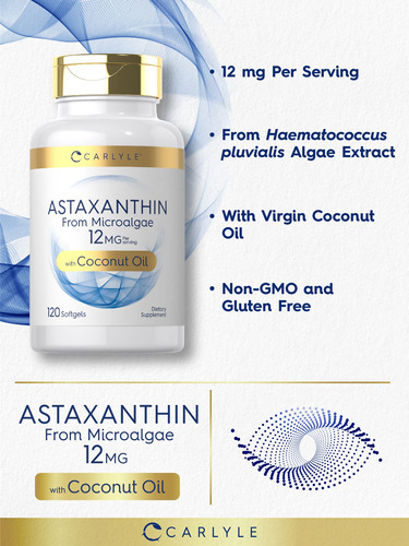 Suplemento Carlyle Astaxantina 12 Mg 120 Cápsulas Gelatinosa - Imagem 3