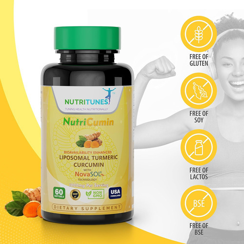 Nutritunes Nutricumin 1000mg Curcumina De Cúrcuma Lipossomal - Imagem 6