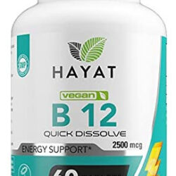 Vitamina B-12 Marca Hayat, 2500 Mcg, 60 Pastilhas